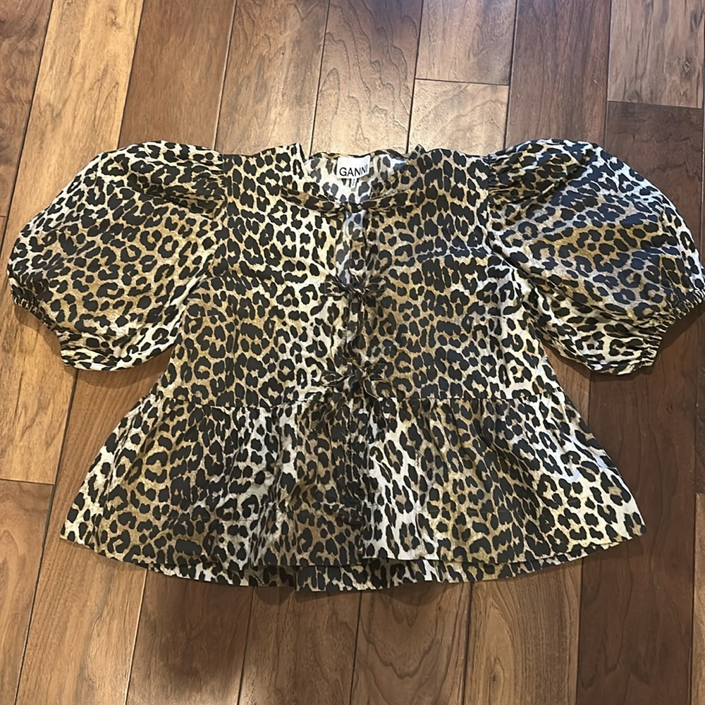 Ganni Leopard peplum top - Picture 3 of 4